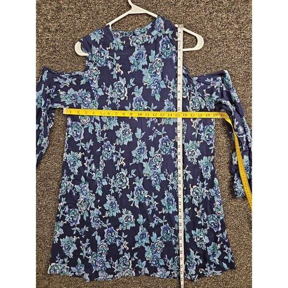 ANGIE  Tops Tunic Women' Medium Blue Floral Open Shoulder NWOT - Picture 3 of 5